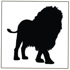 Lion black silhouette illustration, lion vector .