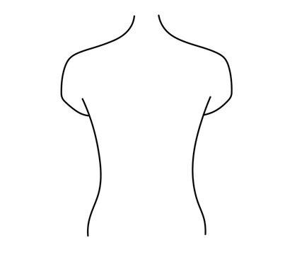Vector isolated human body torso upper body mannequin without hands template colorless black and white contour line easy drawing