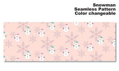 雪だるまと雪の結晶をモチーフにした背景パターン、シームレス、グラフィック素材、ベクター