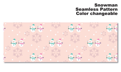 雪だるまと雪の結晶をモチーフにした背景パターン、シームレス、グラフィック素材、ベクター