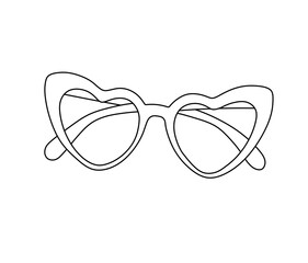 Fototapeta premium Vector isolated heart shaped glasses colorless black and white contour line easy drawing