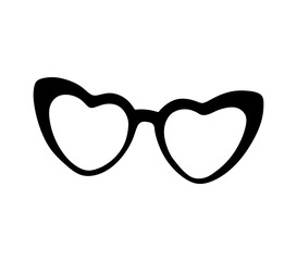 Fototapeta premium Vector isolated heart shaped glasses colorless black and white outline silhouette shadow shape stencil solid black