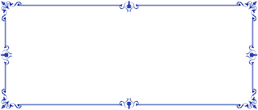Blue Thai pattern frame for printing envelopes or printing paper.