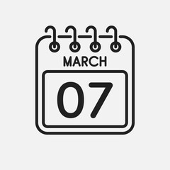 Icon page calendar day - 7 March