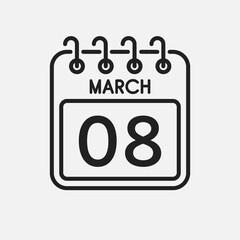 Icon page calendar day - 8 March