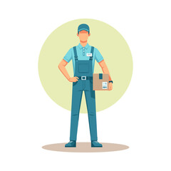 Delivery worker flat design vector illustration.