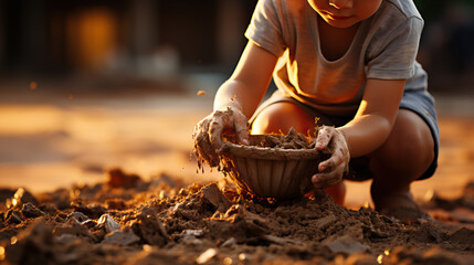 Child Playing in Sandbox. Concept of Innocent Joy, Creative Exploration, and Imaginative Adventures