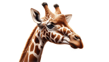 Obraz premium Close-up of a Giraffe Isolated on White