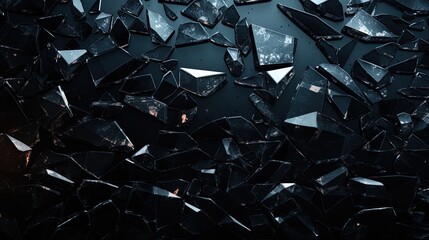 Abstract background with black shattered glass texture, ai generative - obrazy, fototapety, plakaty