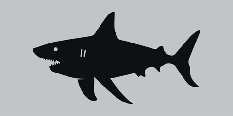 Obraz premium Silhouette of a shark. Black. Vector icon on a gray background 