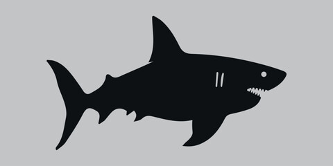 Silhouette of a shark. Black. Vector icon on a gray background	