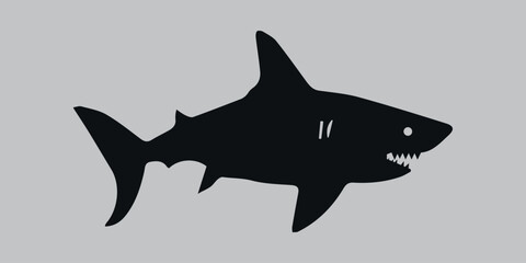 Obraz premium Silhouette of a shark. Black. Vector icon on a gray background 