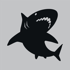 Silhouette of a shark. Black. Vector icon on a gray background	