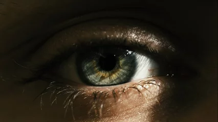 Foto op Aluminium Human eye iris opening pupil extreme close up © kinomaster