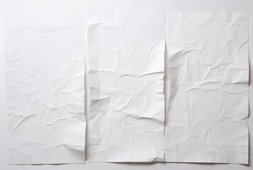 three white torn pieces of paper on a white background, double lines