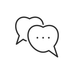 Heart shaped speech bubbles, linear icon, love communication. Line with editable stroke