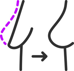 Breast reshaping, linear icon, Plastic surgery. Line with editable stroke