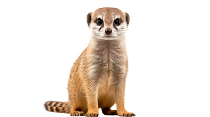 A meerkat looking at the camera, isolated on transparent or white background - obrazy, fototapety, plakaty