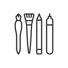 Tools for drawing, linear icon. Line with editable stroke