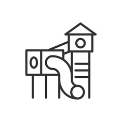 Slides for children, linear icon, playground. Line with editable stroke