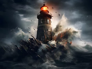 Poster lighthouse in the night © JohnTheArtist