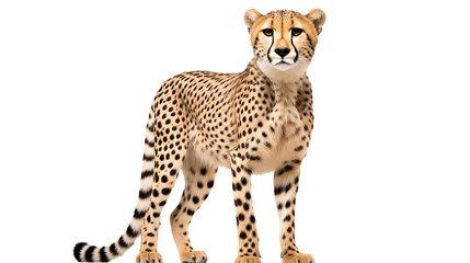 A cheetah standing on a isolated on transparent or white background