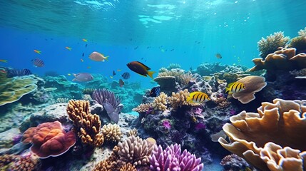 Fototapeta na wymiar Colorful Tropical Coral Reef with Fish 