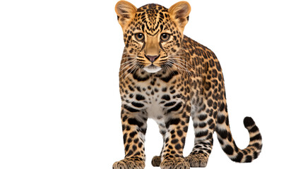 A leopard standing on a black background, isolated on transparent or white background