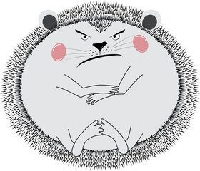Vector character in flat style angry hedgehog.
