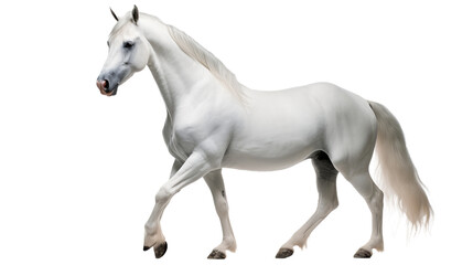 Obraz na płótnie Canvas A white horse with a black background, isolated on transparent or white background