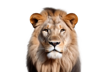Head of a lion looking at camera - Isolated, no background