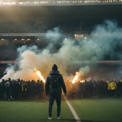 Football ultras with flares