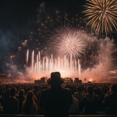 fireworks in the city of night