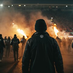 Football ultras with flares