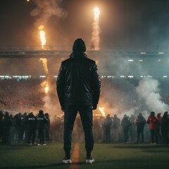 Football ultras with flares