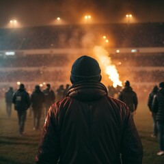 Football ultras with flares