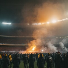 Football ultras with flares