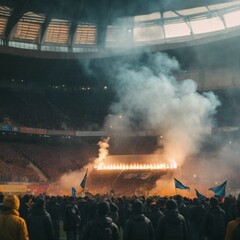 Football ultras with flares