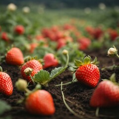 strawberries in a field