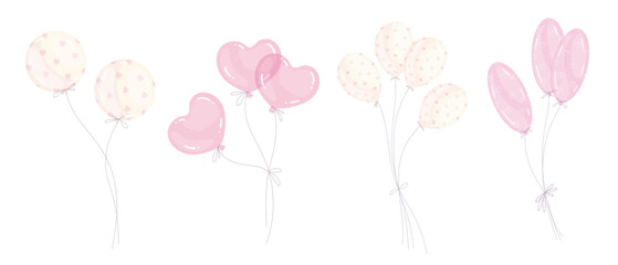 Set of balloons for Valentine's Day.Vector graphics.