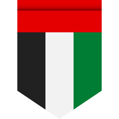 United arab emirates flag or pennant isolated on white background. Pennant flag icon.
