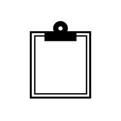 clipboard with blank paper icon isolated on white background. black, office, business, document vector illustration
