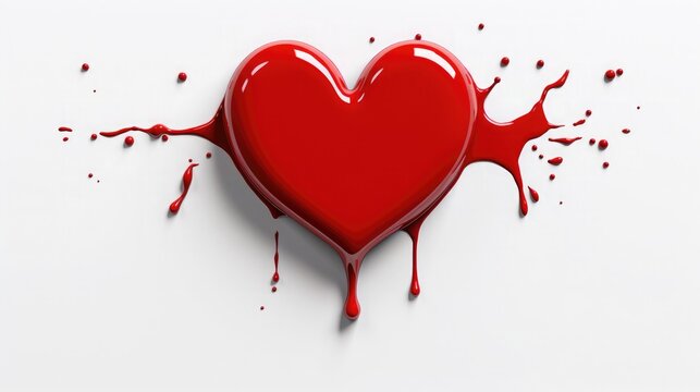 Affectionate Red Heart Shape Splattered with Blood in a Studio Indoor Setting. Generative AI
