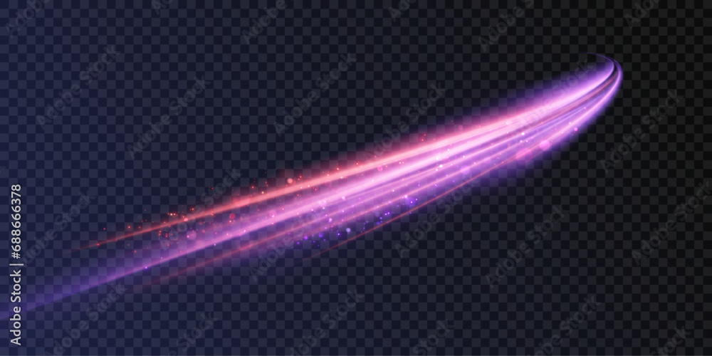 Aufkleber Light effect of high speed curved light beams. Technology of light movement of light energy. Banner poster design concept. Abstract background of curved rays of light.	
