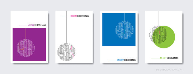 Merry christmas design vector brochure cover set - obrazy, fototapety, plakaty