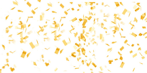 golden confetti falling on transparent background