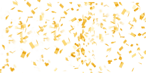 golden confetti falling on transparent background