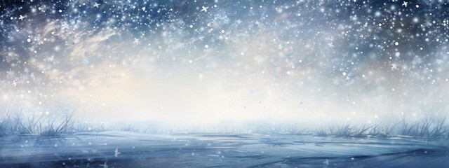 Header background of snowing landscape in a winter lake