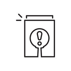 exclamation mark on paper like crisis audit icon. simple outline alert doc symbol logotype graphic web element design isolated on white. concept of important tax statistics or business procedure sign