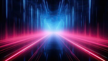Abstract speed light trail effect path, fast moving neon futuristic technology background, futuristic virtual reality, motion effect, neon bright curve, sci-fi style, highway speed light